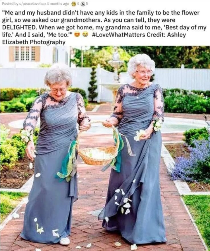 Positive story grandmas as flower girls