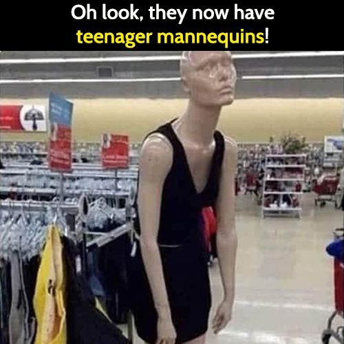 Funny meme: teenager mannequins