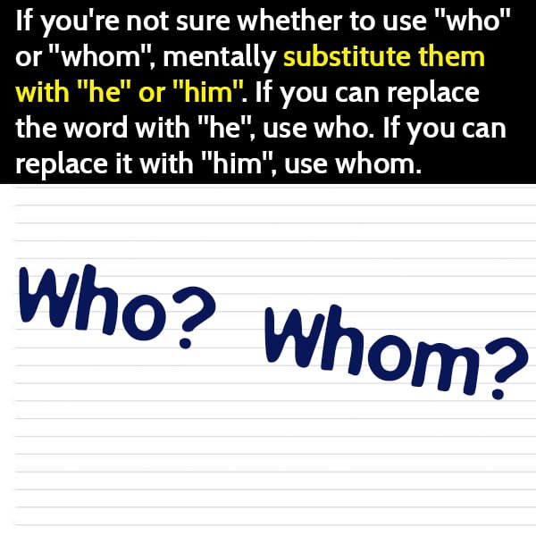 life hack grammar: who vs whom, when to use who and whom.