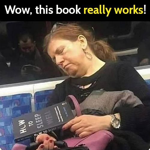 Funny meme: sleep on the bus, how to sleep well book
