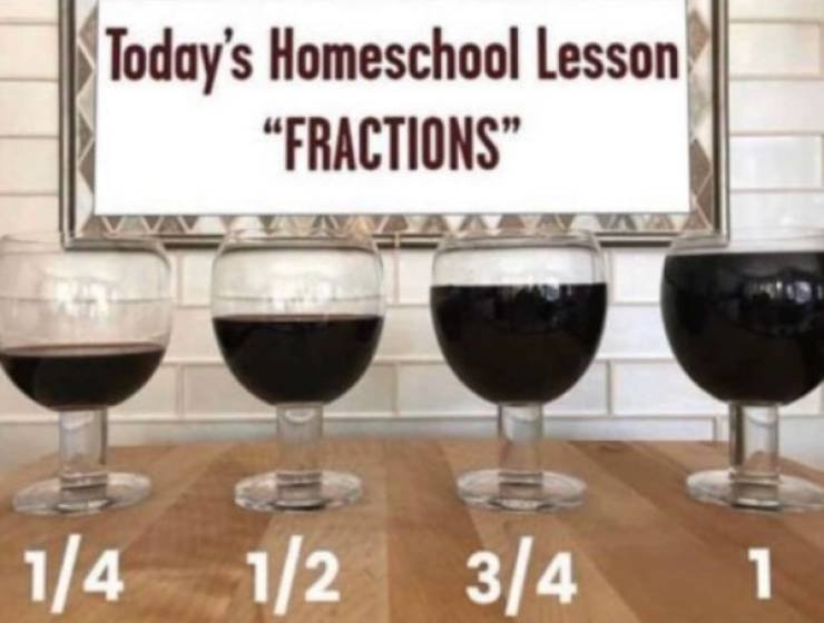 Funny homeschooling memes: Today's homeschool lesson - fractions