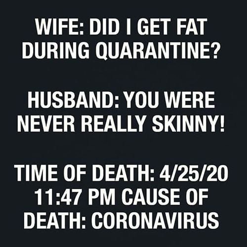 Funny meme: Did I get fat during quarantine? you were never really skinny.