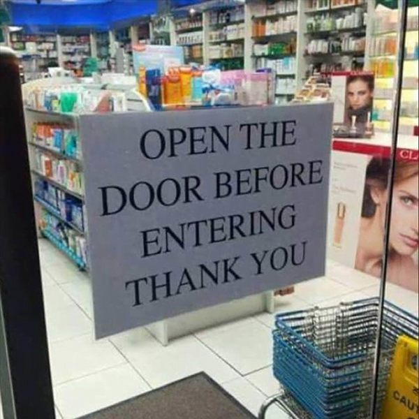 Funny life hack advice: Open the door before entering thank you