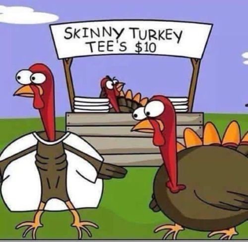 Funny Thanksgiving meme: skinny turkey tees