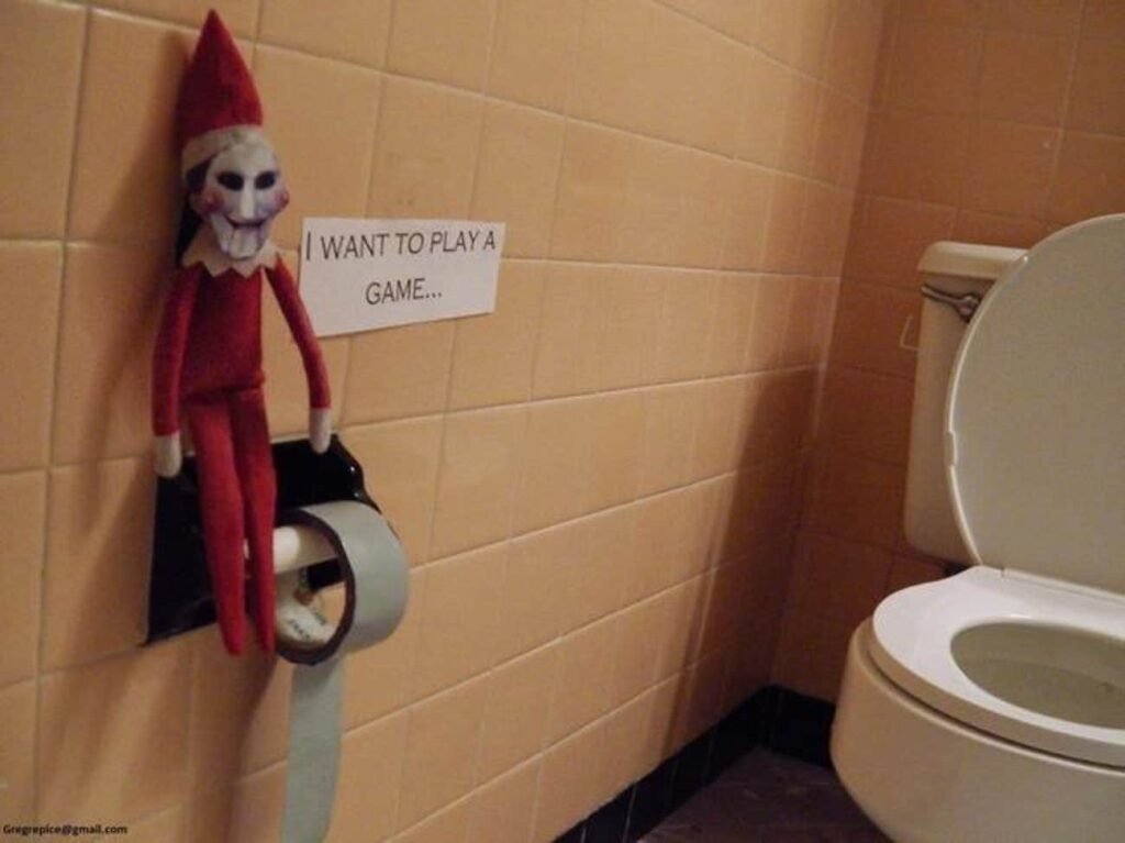 Funny Elf on The Shelf idea duct tape toilet paper