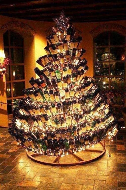 Funny Christmas tree alcohol bottle