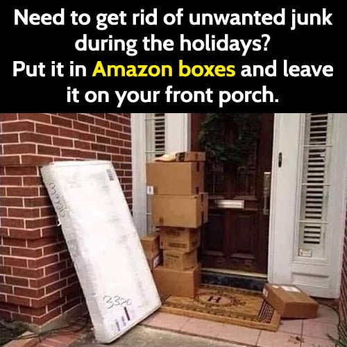 Life hack funny Christmas tip: how get rid of unwanted junk during holidays.