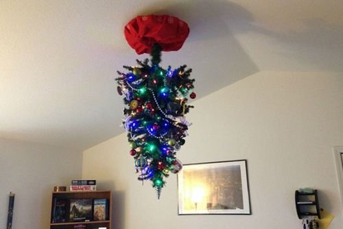 Funny Christmas tree upside down ceiling tree