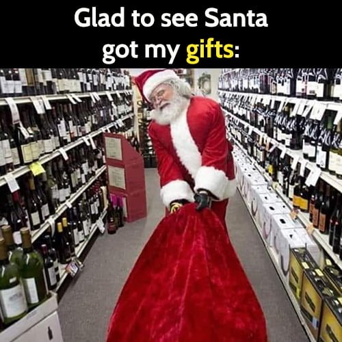 Funny Christmas Meme: Santa alcohol shopping