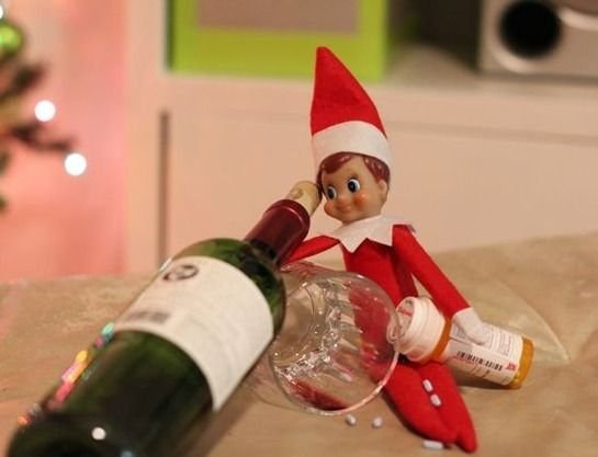 Funny Elf on The Shelf idea wine
