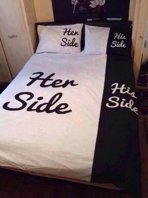 Funny meme difference between men and women: her side vs his side