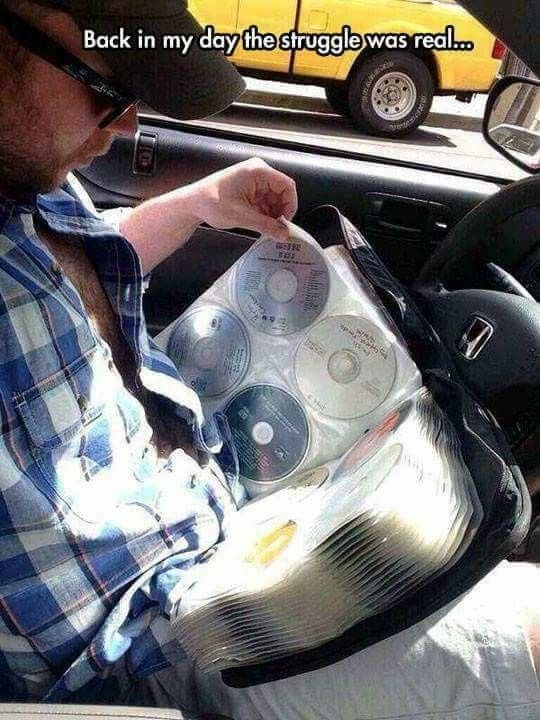 Funny nostalgic meme: Carrying music on cds