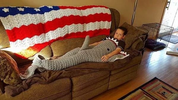 Ridiculous Funny Knitting Ideas Crochet shark blanket fail