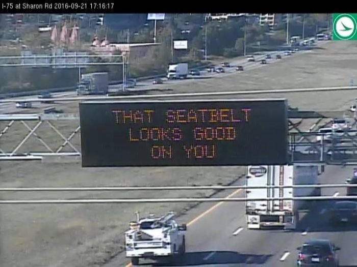 Funny Highway Road Signs That seatbelt looks good on you
