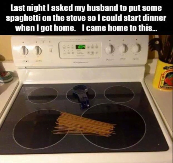 Funny love meme marriage: funny husband makes pasta