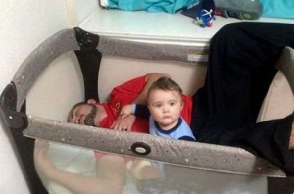 Funny Photo When You Leave Dad Alone With The Baby
