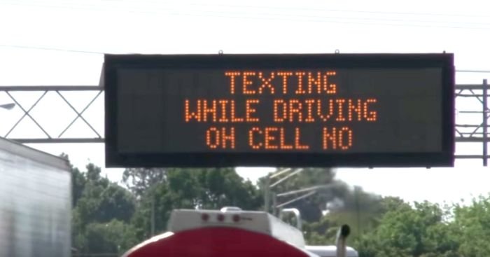 Funny Highway Road Signs Texting while driving oh cell no