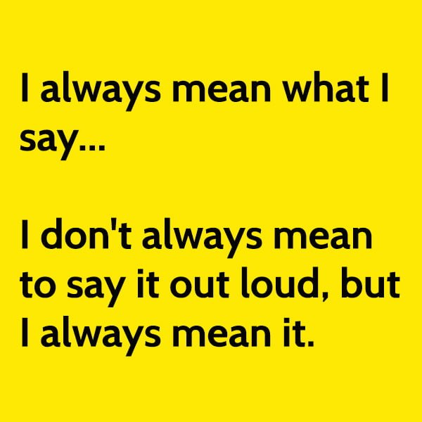 Funny Random Memes To Cheer You Up I always mean what I say... I don't always mean to say it out loud, but I always mean it.