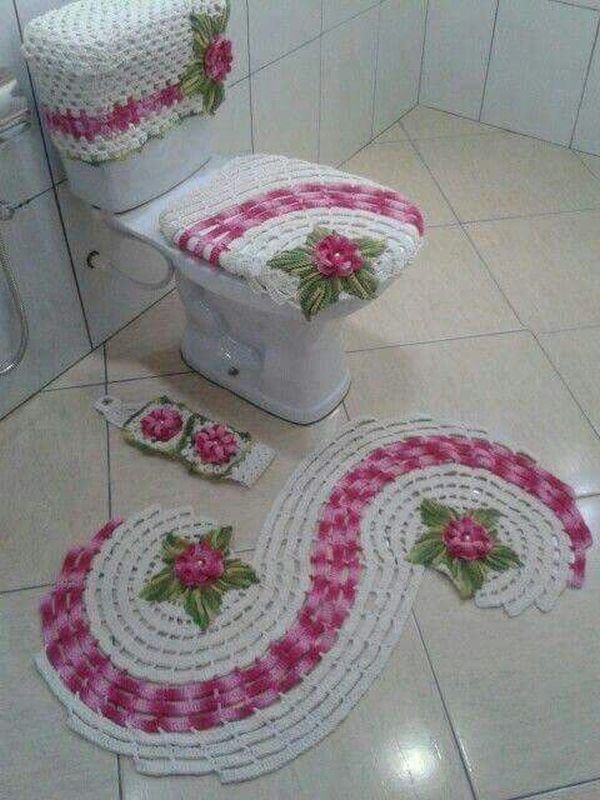 Ridiculous Funny Knitting Ideas Crochet Toilet cover bathroom set