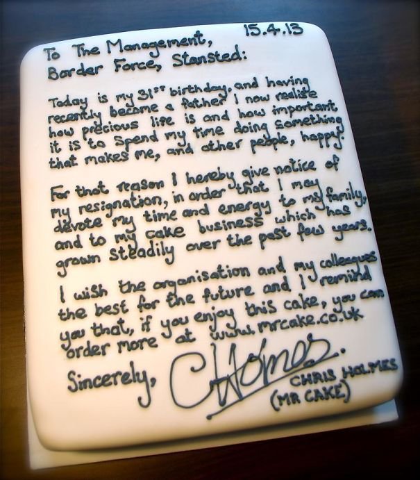 Funny Creative Resignation Letters Creative Cake
