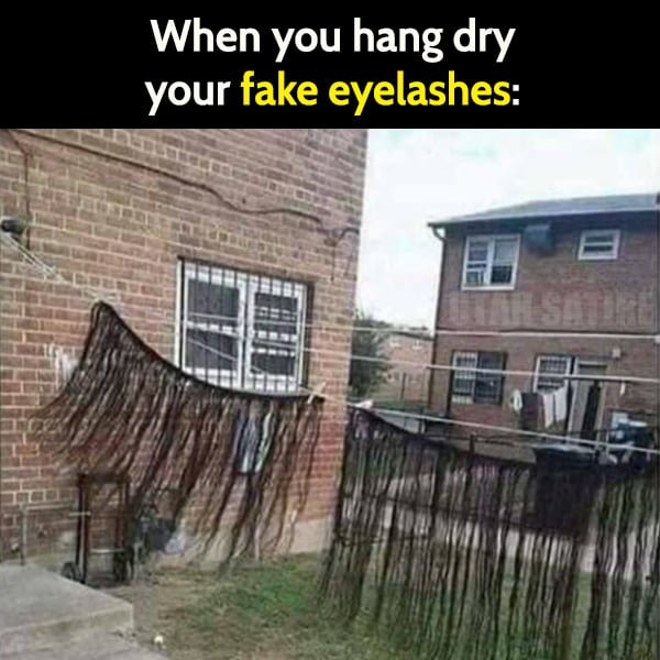Funny Random Memes When you hang dry your fake eyelashes: