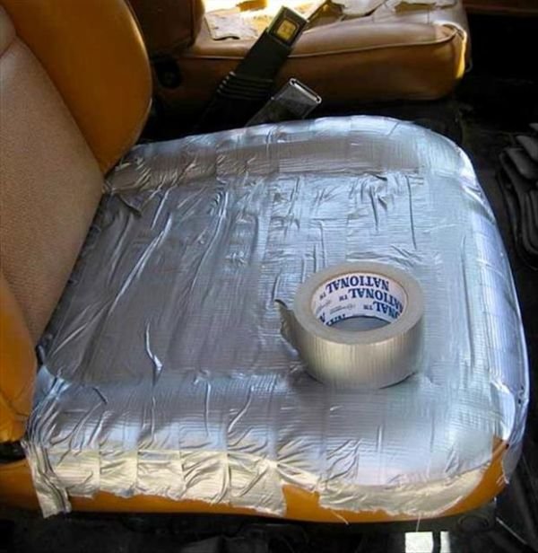 Funny Duct Tape Fixes Anything car seat