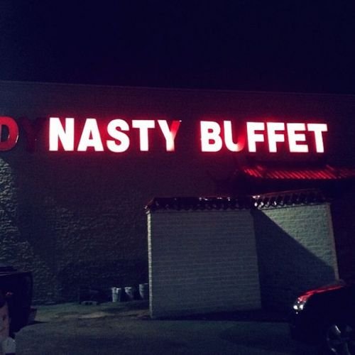 Unfortunate Neon Sign Funny Fail nasty buffet