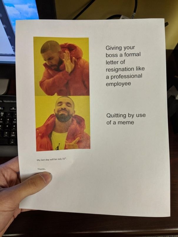 Funny Creative Resignation Letters Meme