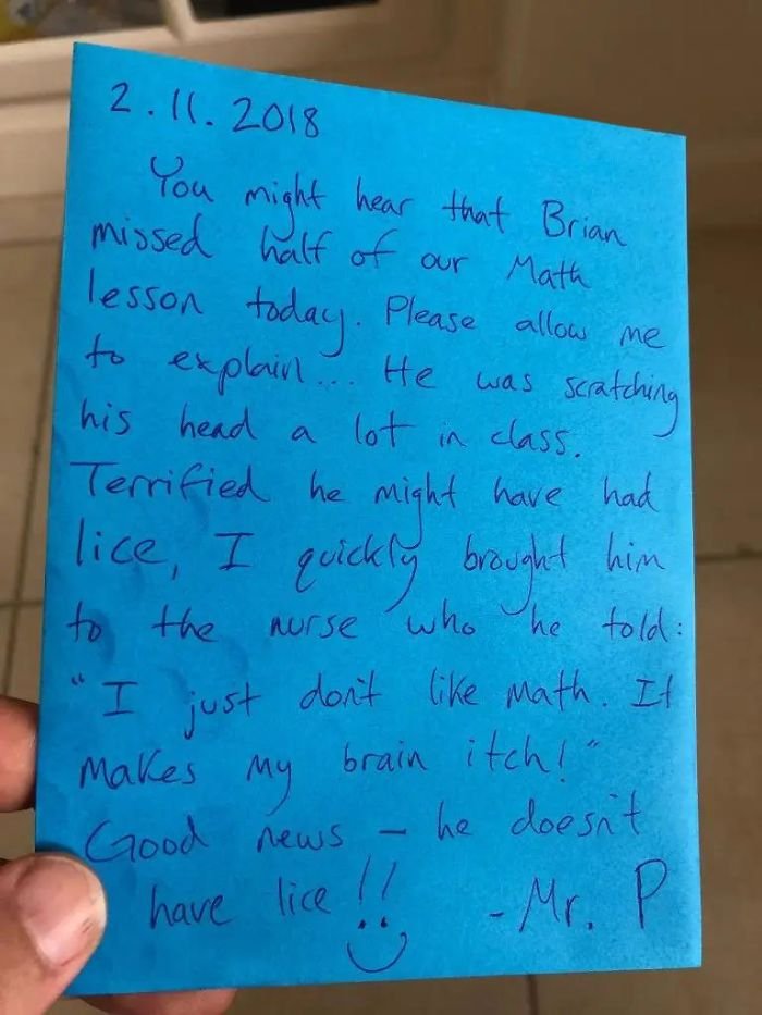 Hilarious Parent School Note