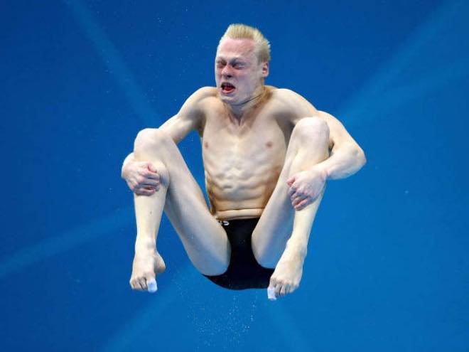 Olympic diver funny face