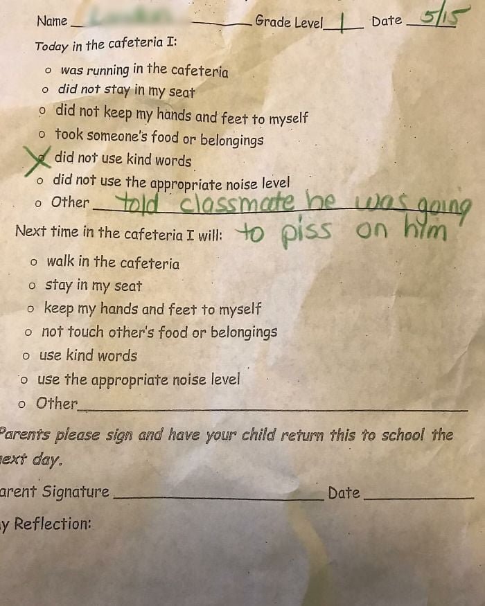 Hilarious Parent School Note