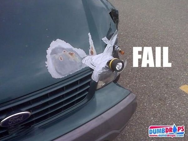 Funny Duct Tape Fixes Anything car light