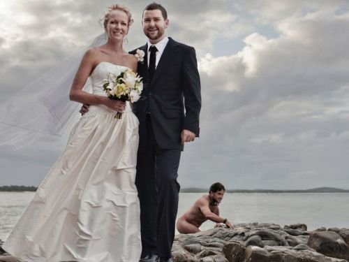 Funny wedding picture fail hilarious photo naked man photobomb