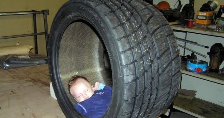 Kids fall asleep in funny places and positions baby sleeps in tire