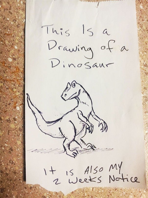 Funny Creative Resignation Letters Dinosaur drawing