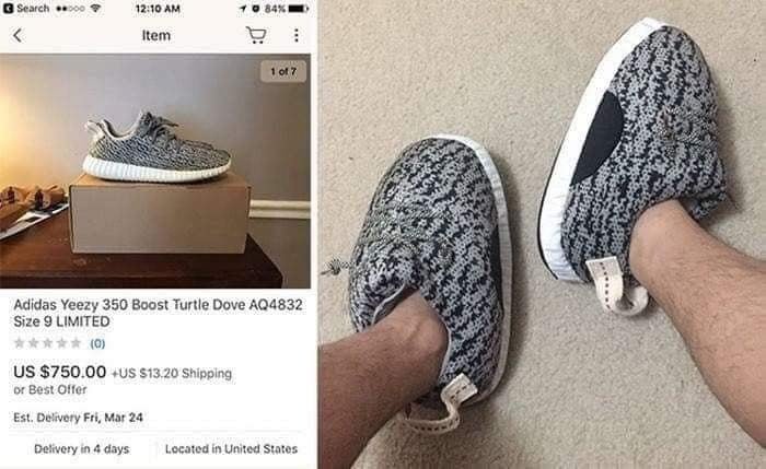 Hilarious online shopping fails sneakers