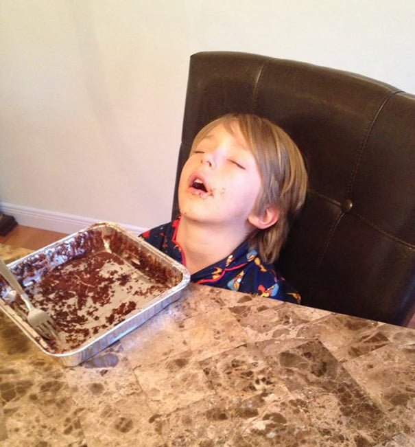 Kids fall asleep in funny places and positions boy sleeps eating