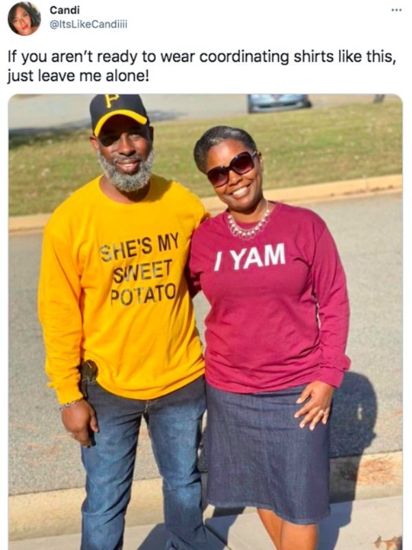 Funny T-Shirt Message for couples She's my sweet potato, I yam