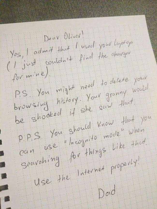 Mom Dad Funny Handwritten Note
