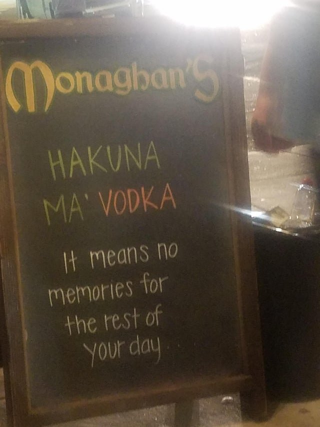 funny chalkboard bar sign