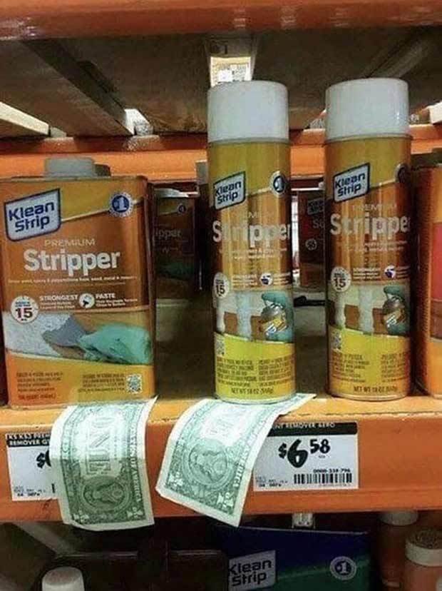 Funny Photo stripper supermarket prnk