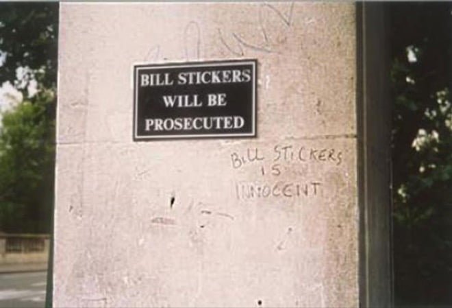 Funny Photo bill stickers will be proecuted