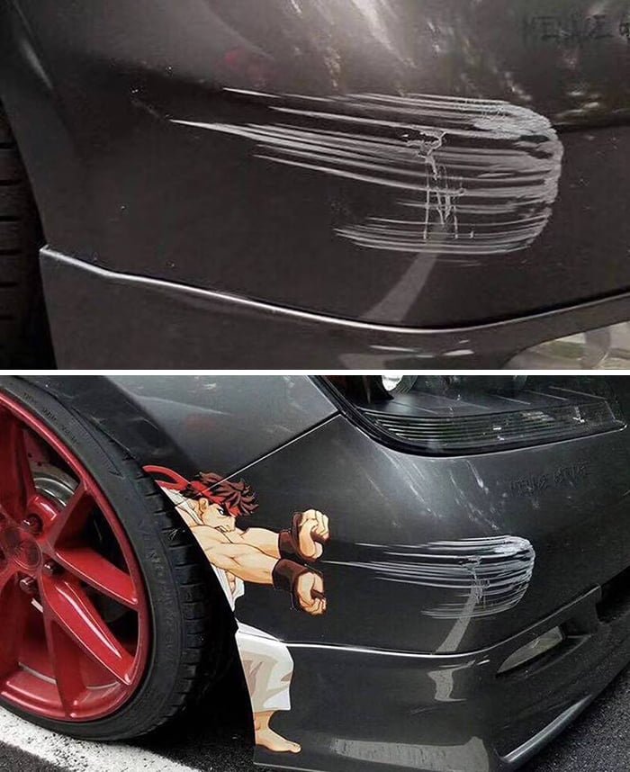 Funny Car Bump Repair Creative Idea