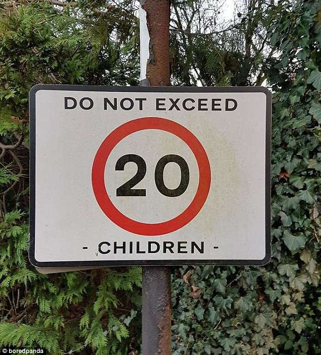 Funny Confusing Sign Do not exceed 20 children