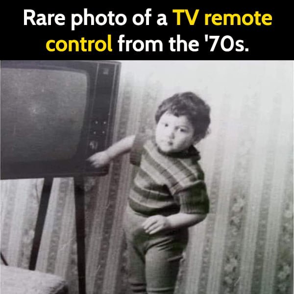 Funny meme Rare photo of a TV remote control from the '70s.