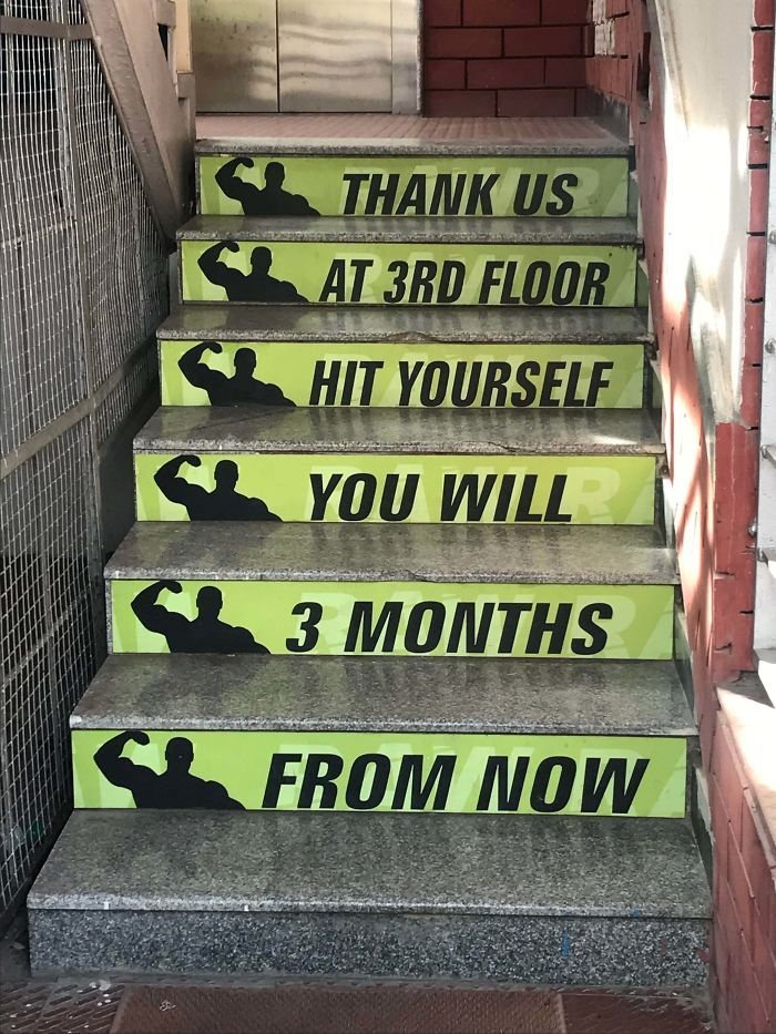 Funny Confusing Sign Gym stairs