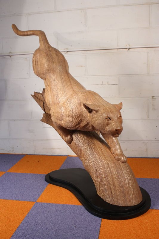 Impressive Wood Carving cougar sculpture