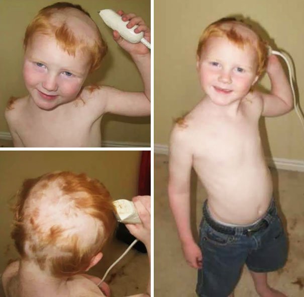 Funny Kid cuts ow hair