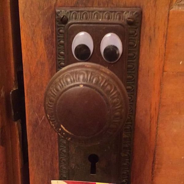 funny googly eyes on door handle
