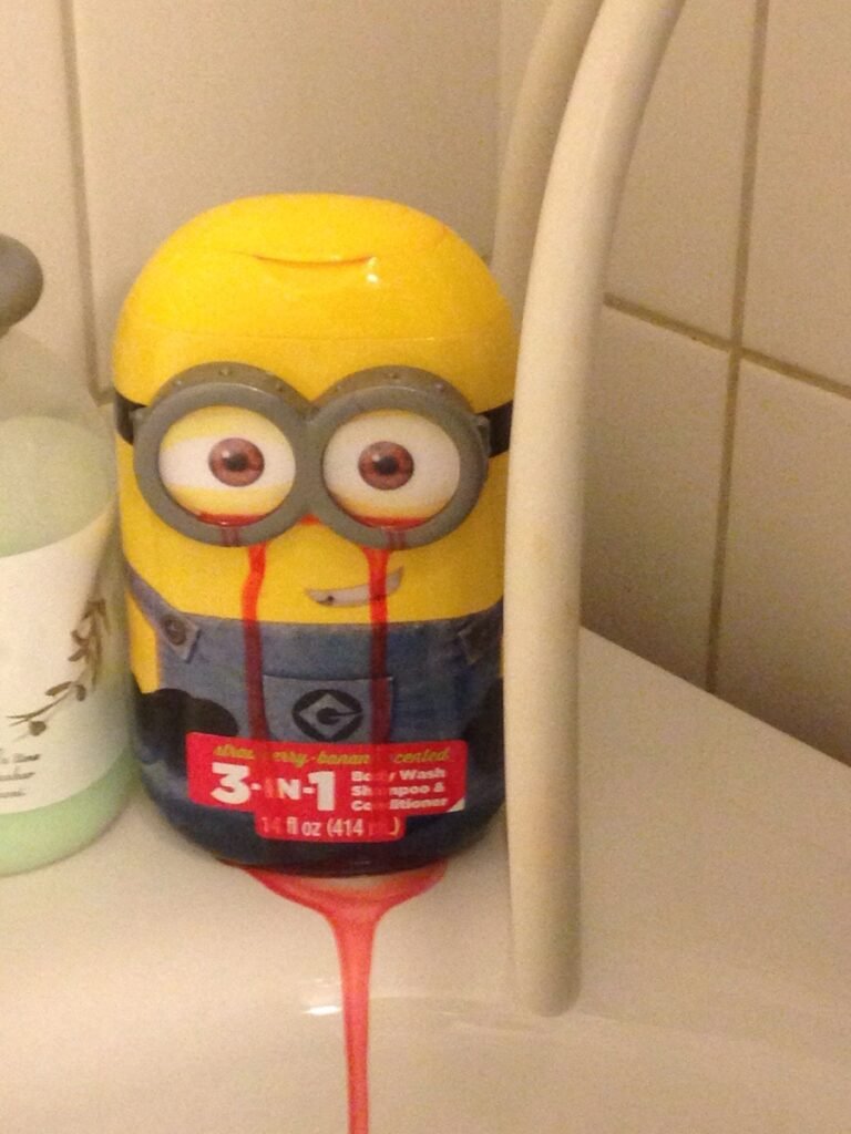 Funny Children Toy Design Fails blood red tears minion shampoo